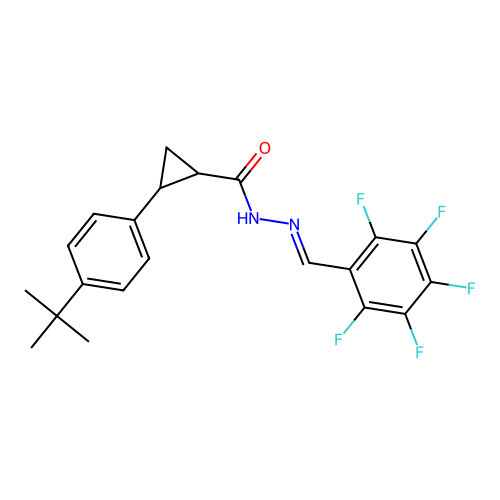 2-(4-tert-butylphenyl)-N'-(2,3,4,5,6-pentafluorobenzylidene)cyclopropanecarbohydrazide structure