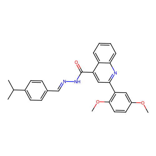 2-(2,5-dimethoxyphenyl)-N'-(4-isopropylbenzylidene)-4-quinolinecarbohydrazide structure