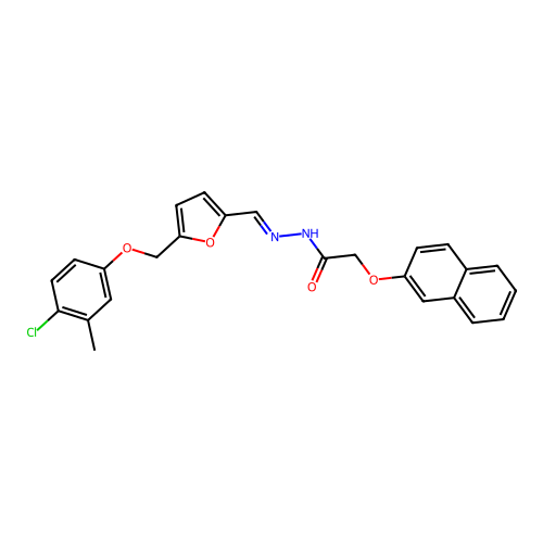 N-[(E)-[5-[(4-chloro-3-methylphenoxy)methyl]furan-2-yl]methylideneamino]-2-naphthalen-2-yloxyacetamide structure