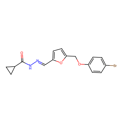 N-[(E)-[5-[(4-bromophenoxy)methyl]furan-2-yl]methylideneamino]cyclopropanecarboxamide structure