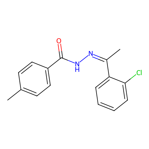 N-[1-(2-chlorophenyl)ethylideneamino]-4-methylbenzamide structure