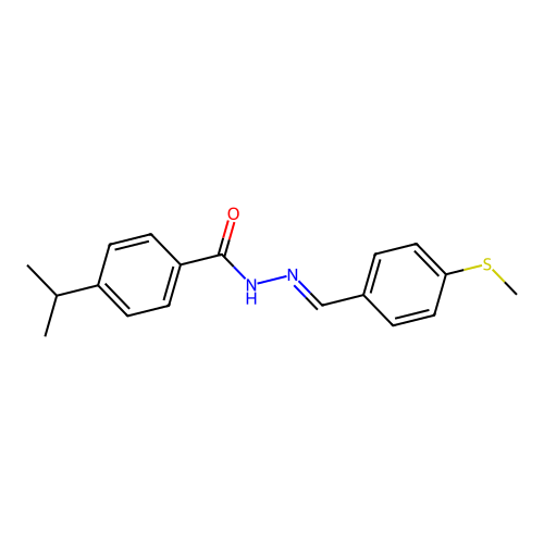 N-[(4-methylsulfanylphenyl)methylideneamino]-4-propan-2-ylbenzamide structure