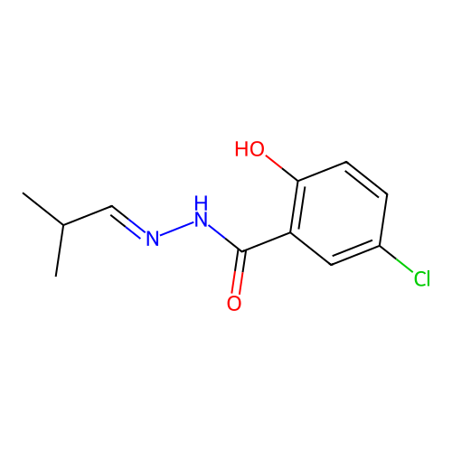 5-chloro-2-hydroxy-N-(2-methylpropylideneamino)benzamide structure