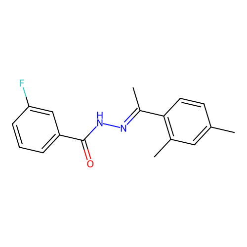 N-[1-(2,4-dimethylphenyl)ethylideneamino]-3-fluorobenzamide structure