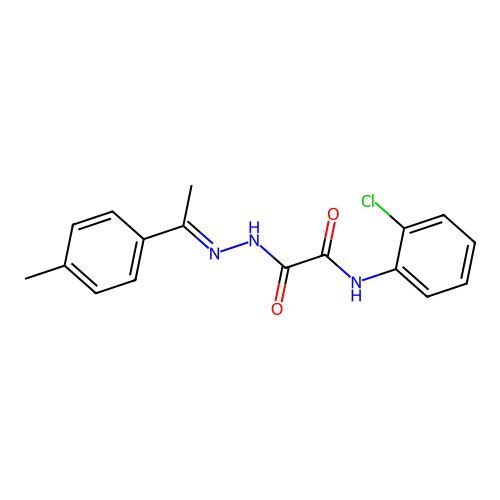 N-(2-chlorophenyl)-N'-[(E)-1-(4-methylphenyl)ethylideneamino]oxamide structure