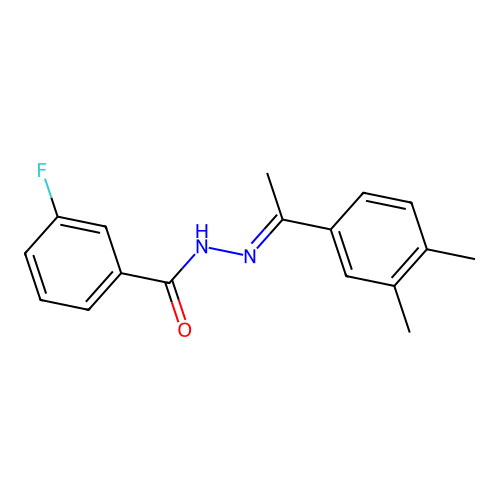N-[1-(3,4-dimethylphenyl)ethylideneamino]-3-fluorobenzamide structure