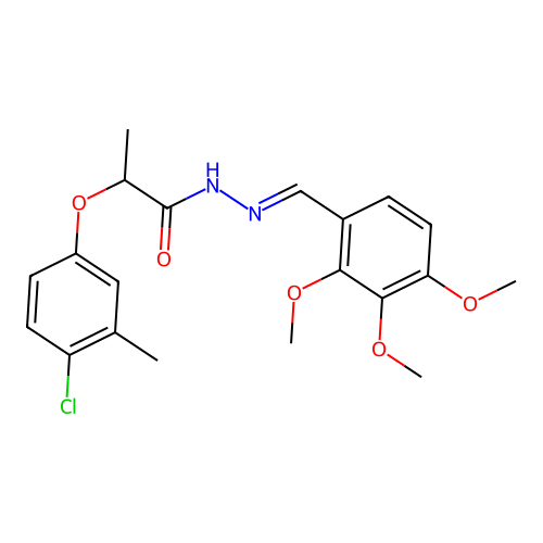 2-(4-chloro-3-methylphenoxy)-N'-(2,3,4-trimethoxybenzylidene)propanohydrazide structure