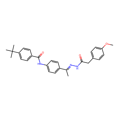 4-tert-butyl-N-(4-{N-[(4-methoxyphenyl)acetyl]ethanehydrazonoyl}phenyl)benzamide structure