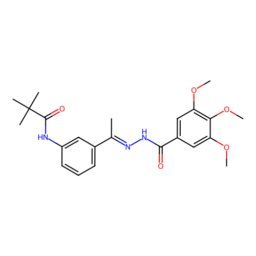 2,2-dimethyl-N-{3-[N-(3,4,5-trimethoxybenzoyl)ethanehydrazonoyl]phenyl}propanamide structure
