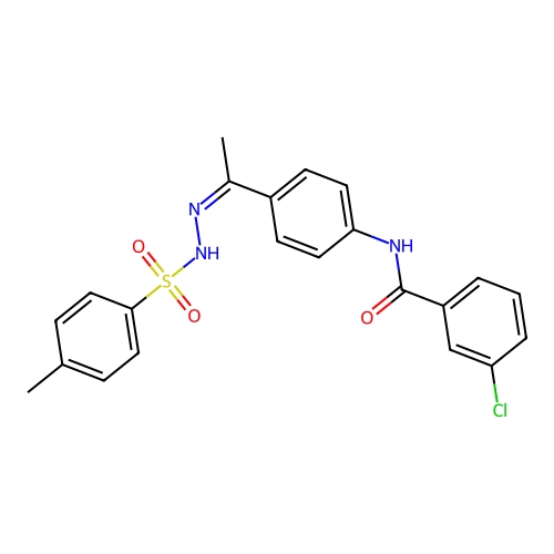 3-chloro-N-[4-[(Z)-C-methyl-N-[(4-methylphenyl)sulfonylamino]carbonimidoyl]phenyl]benzamide structure