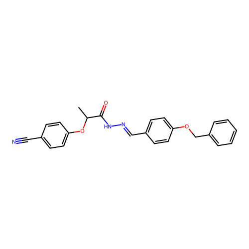2-(4-cyanophenoxy)-N-[(E)-(4-phenylmethoxyphenyl)methylideneamino]propanamide structure
