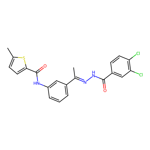 N-{3-[N-(3,4-dichlorobenzoyl)ethanehydrazonoyl]phenyl}-5-methyl-2-thiophenecarboxamide structure