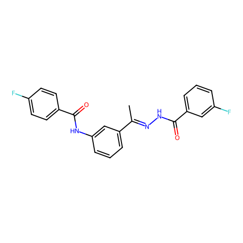 4-fluoro-N-{3-[N-(3-fluorobenzoyl)ethanehydrazonoyl]phenyl}benzamide structure