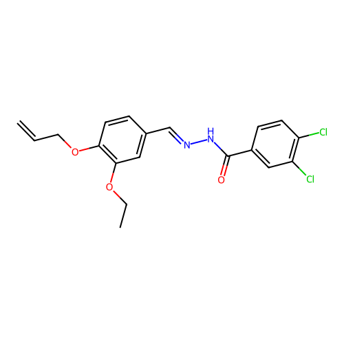 3,4-dichloro-N-[(E)-(3-ethoxy-4-prop-2-enoxyphenyl)methylideneamino]benzamide structure