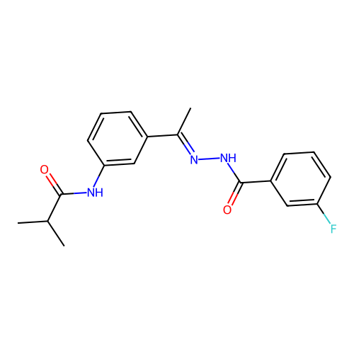 N-{3-[N-(3-fluorobenzoyl)ethanehydrazonoyl]phenyl}-2-methylpropanamide structure