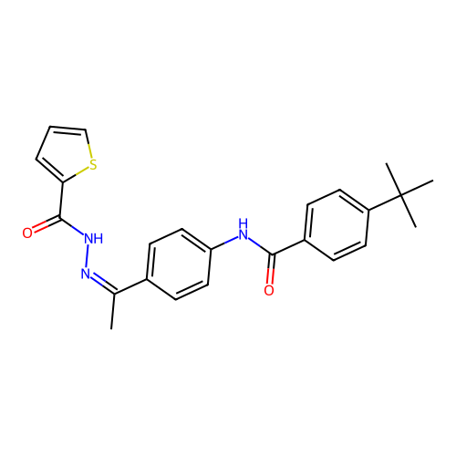 N-[(Z)-1-[4-[(4-tert-butylbenzoyl)amino]phenyl]ethylideneamino]thiophene-2-carboxamide structure