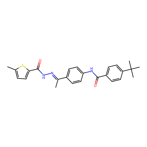 4-tert-butyl-N-(4-{N-[(5-methyl-2-thienyl)carbonyl]ethanehydrazonoyl}phenyl)benzamide structure