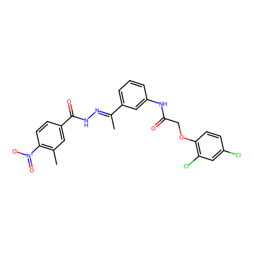 2-(2,4-dichlorophenoxy)-N-[3-(N-{4-nitro-3-methylbenzoyl}ethanehydrazonoyl)phenyl]acetamide structure