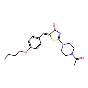 (E)-2-(4-acetylpiperazin-1-yl)-5-(4-butoxybenzylidene)thiazol-4(5H)-one structure