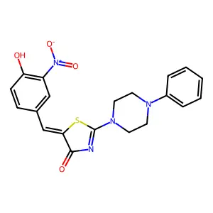 (E)-5-(4-hydroxy-3-nitrobenzylidene)-2-(4-phenylpiperazin-1-yl)thiazol-4(5H)-one structure