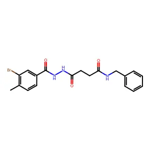 N-benzyl-4-[2-(3-bromo-4-methylbenzoyl)hydrazino]-4-oxobutanamide structure
