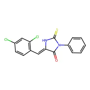 (5E)-5-(2,4-dichlorobenzylidene)-3-phenyl-2-thioxoimidazolidin-4-one structure