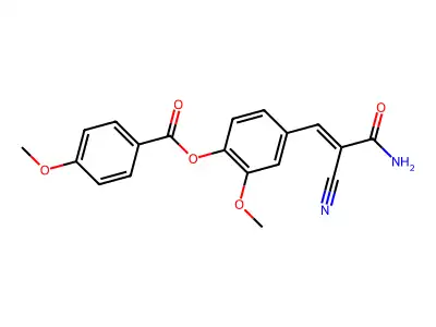 4-(2-Carbamoyl-2-cyanoeth-1-en-1-yl)-2-methoxyphenyl 4-methoxybenzoate structure