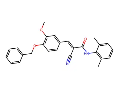 (E)-2-cyano-N-(2,6-dimethylphenyl)-3-(3-methoxy-4-phenylmethoxyphenyl)prop-2-enamide structure
