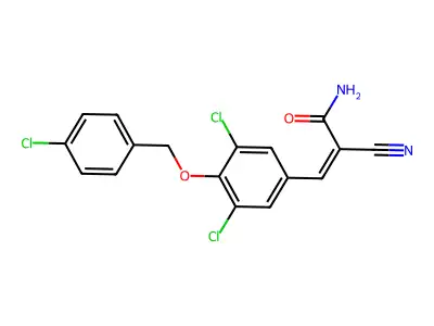(Z)-2-cyano-3-[3,5-dichloro-4-[(4-chlorophenyl)methoxy]phenyl]prop-2-enamide structure