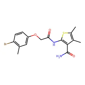 2-{[(4-Bromo-3-methylphenoxy)acetyl]amino}-4,5-dimethyl-3-thiophenecarboxamide structure