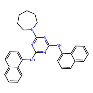 6-(azepan-1-yl)-N,N'-di(naphthalen-1-yl)-1,3,5-triazine-2,4-diamine structure