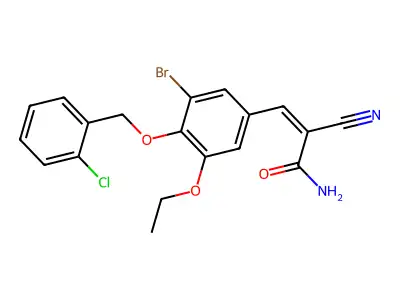 (Z)-3-[3-bromo-4-[(2-chlorophenyl)methoxy]-5-ethoxyphenyl]-2-cyanoprop-2-enamide structure