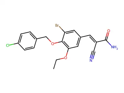 3-{3-Bromo-4-[(4-chlorophenyl)methoxy]-5-ethoxyphenyl}-2-cyanoprop-2-enamide structure