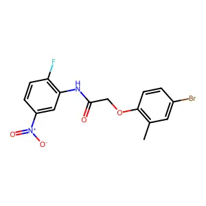 2-(4-bromo-2-methylphenoxy)-N-(2-fluoro-5-nitrophenyl)acetamide structure
