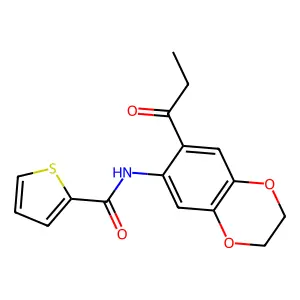 N-(7-propanoyl-2,3-dihydro-1,4-benzodioxin-6-yl)thiophene-2-carboxamide structure
