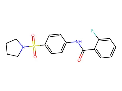 2-fluoro-N-(4-pyrrolidin-1-ylsulfonylphenyl)benzamide structure