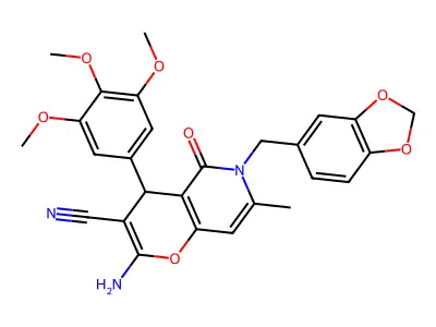 2-amino-6-(1,3-benzodioxol-5-ylmethyl)-7-methyl-5-oxo-4-(3,4,5-trimethoxyphenyl)-5,6-dihydro-4H-pyrano[3,2-c]pyridine-3-carbonitrile structure