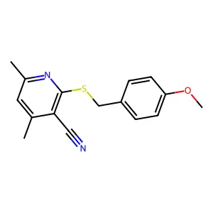 2-[(4-Methoxyphenyl)methylsulfanyl]-4,6-dimethylpyridine-3-carbonitrile structure