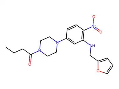 1-[4-[3-(Furan-2-ylmethylamino)-4-nitrophenyl]piperazin-1-yl]butan-1-one structure