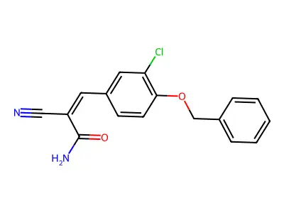 (Z)-3-(3-chloro-4-phenylmethoxyphenyl)-2-cyanoprop-2-enamide structure