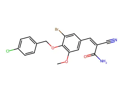 3-{3-Bromo-4-[(4-chlorophenyl)methoxy]-5-methoxyphenyl}-2-cyanoprop-2-enamide structure
