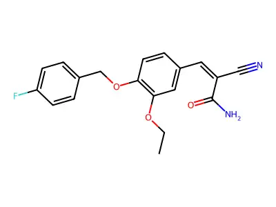 (Z)-2-cyano-3-[3-ethoxy-4-[(4-fluorophenyl)methoxy]phenyl]prop-2-enamide structure