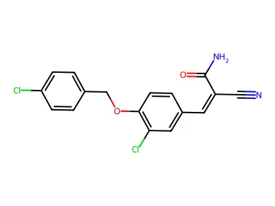 (Z)-3-[3-chloro-4-[(4-chlorophenyl)methoxy]phenyl]-2-cyanoprop-2-enamide structure