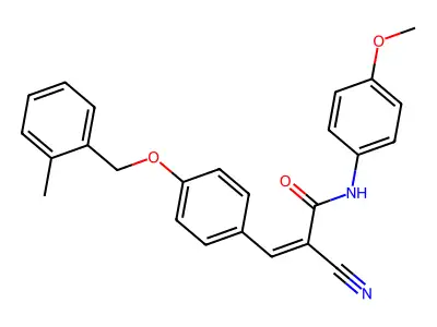(Z)-2-cyano-N-(4-methoxyphenyl)-3-[4-[(2-methylphenyl)methoxy]phenyl]prop-2-enamide structure