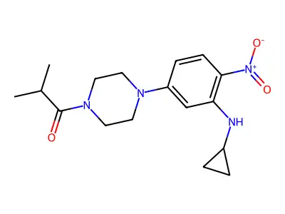 1-{4-[3-(Cyclopropylamino)-4-nitrophenyl]piperazin-1-yl}-2-methylpropan-1-one structure