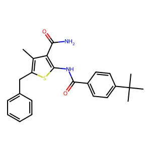 5-Benzyl-2-[(4-tert-butylbenzoyl)amino]-4-methylthiophene-3-carboxamide structure