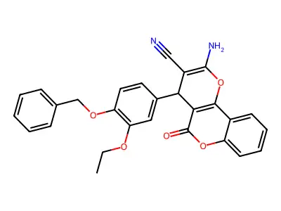 2-amino-4-(3-ethoxy-4-phenylmethoxyphenyl)-5-oxo-4H-pyrano[3,2-c]chromene-3-carbonitrile structure
