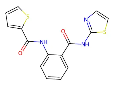 N-[2-(1,3-thiazol-2-ylcarbamoyl)phenyl]thiophene-2-carboxamide structure
