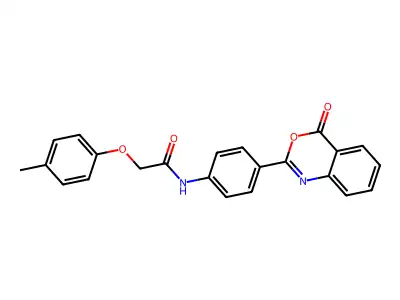 2-(4-methylphenoxy)-N-[4-(4-oxo-4H-3,1-benzoxazin-2-yl)phenyl]acetamide structure