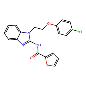 N-[1-[2-(4-chlorophenoxy)ethyl]benzimidazol-2-yl]furan-2-carboxamide structure